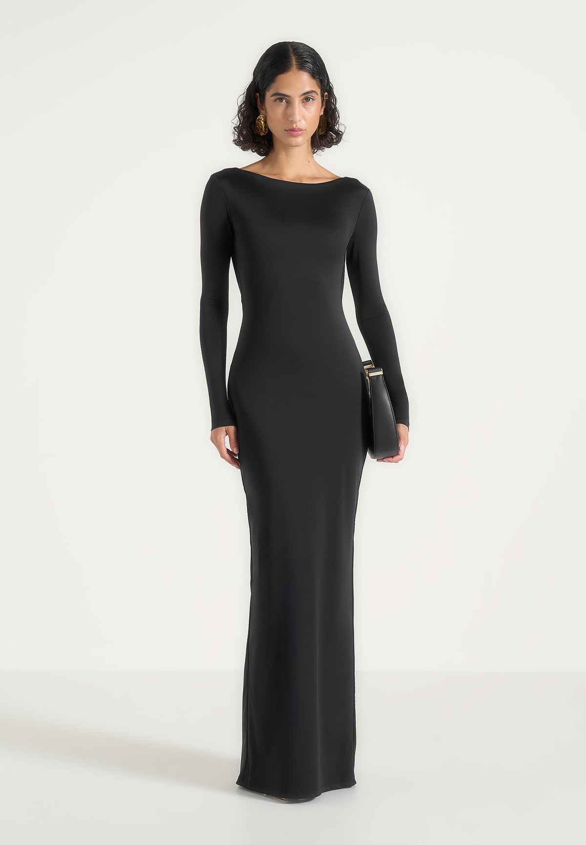 Tilly - Open Back Chain Detail Maxi Dress - Black