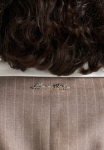Winifred - Shirt Detail Pinstripe Blazer Mini Dress - Taupe