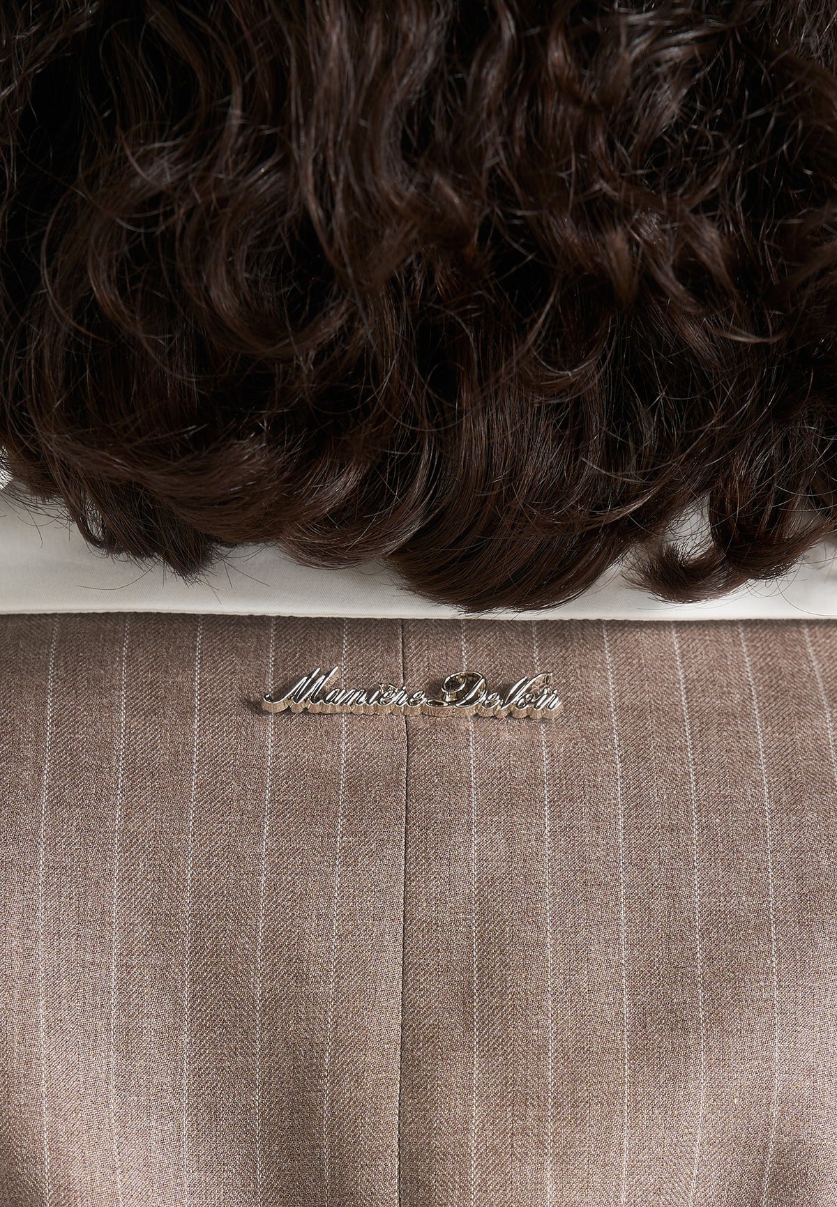 Winifred - Shirt Detail Pinstripe Blazer Mini Dress - Taupe