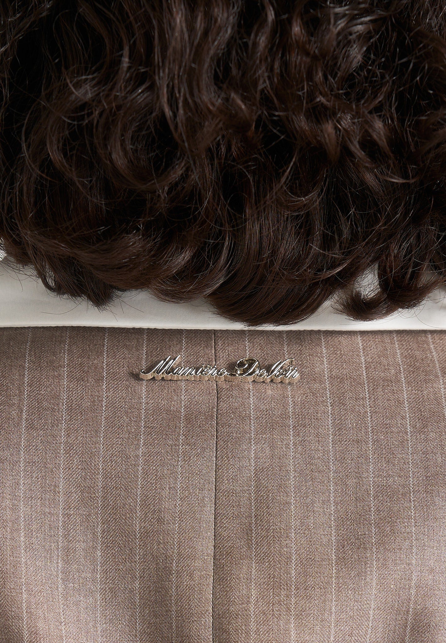 Winifred - Shirt Detail Pinstripe Blazer Mini Dress - Taupe