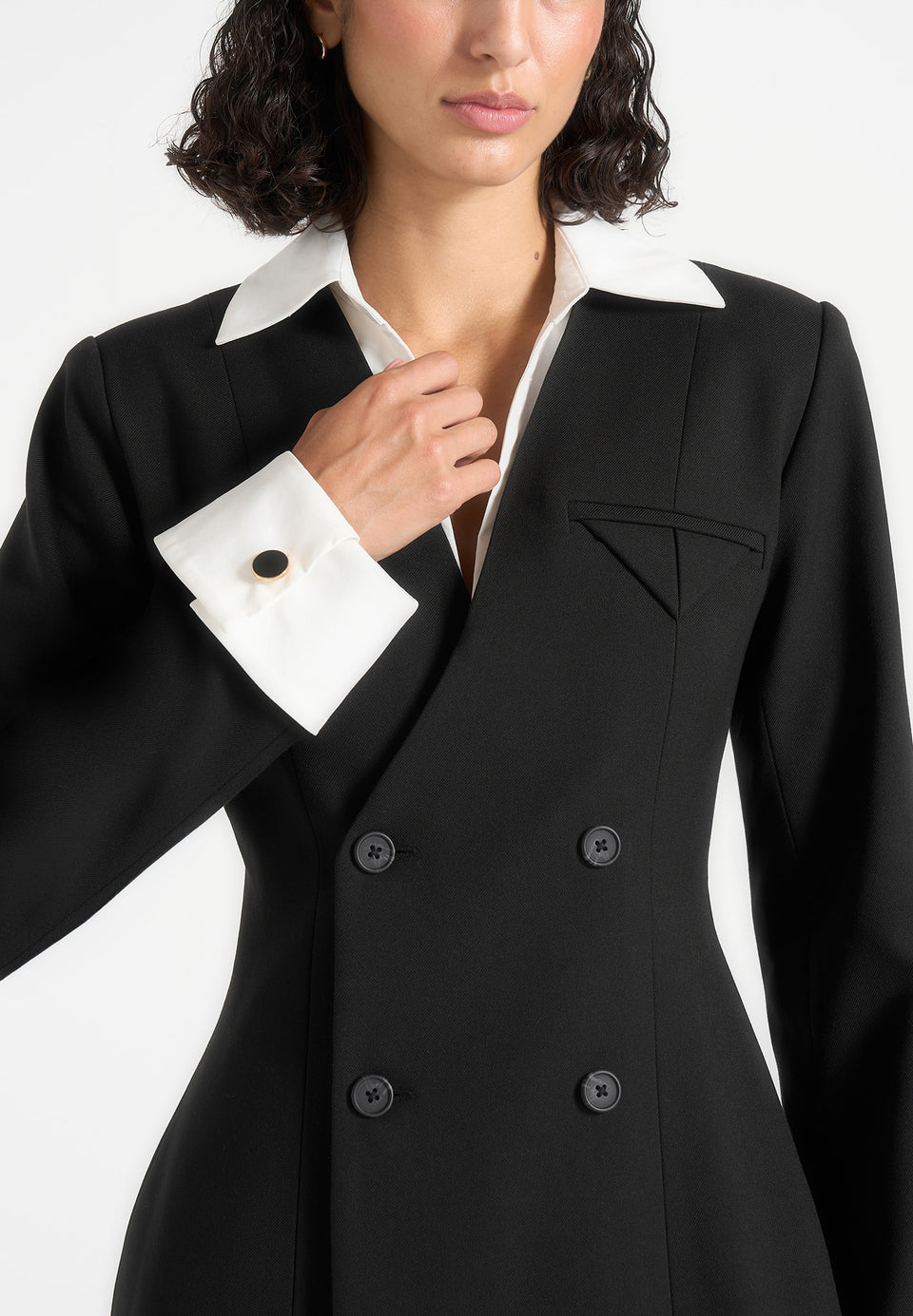 Winifred - Shirt Detail Tailored Blazer Mini Dress - Black