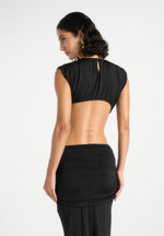 Ashley - Asymmetric Cut Out Hardware Detail Maxi Dress - Black