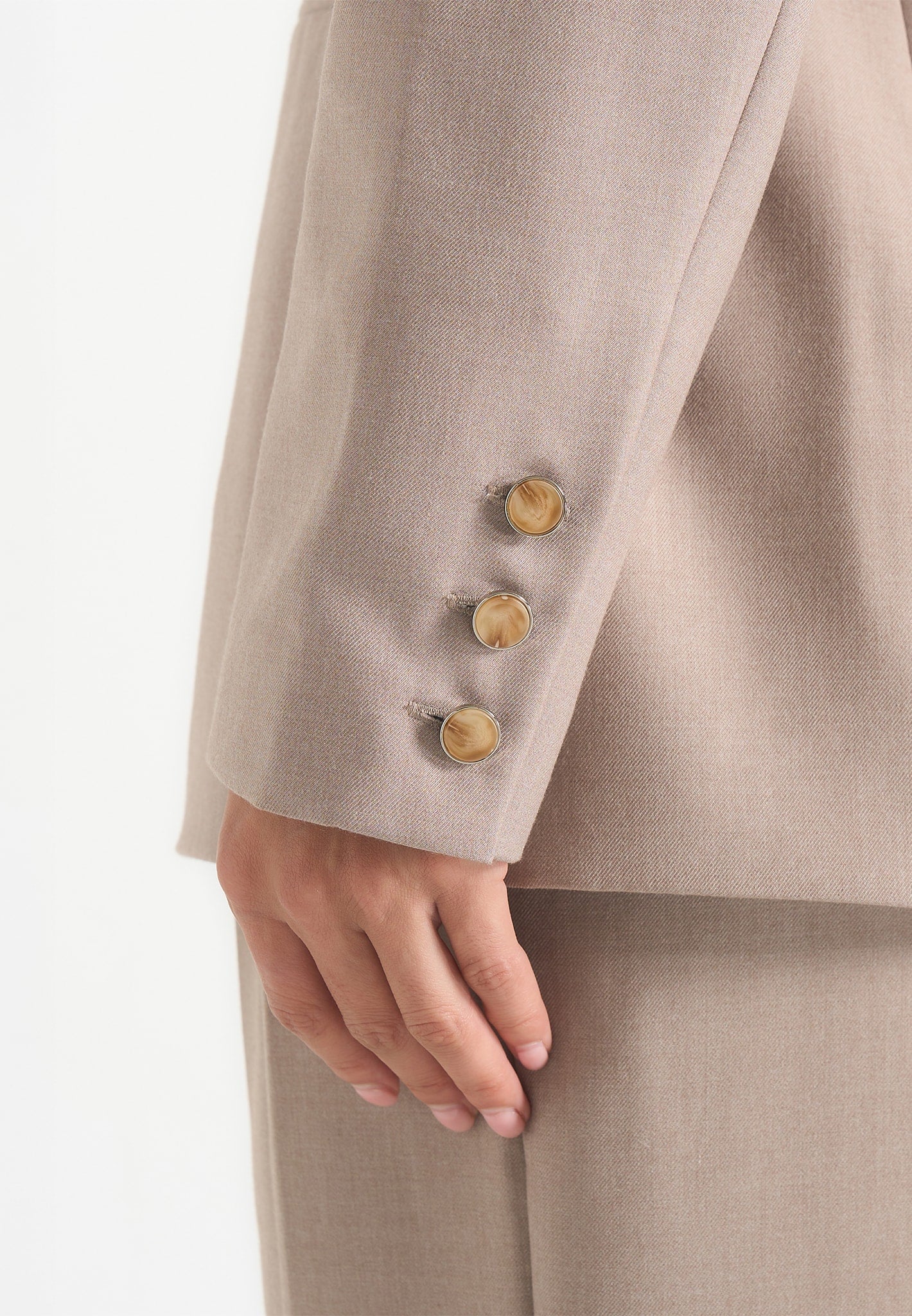 Alesia - Tailored Belted Kimono Blazer - Taupe