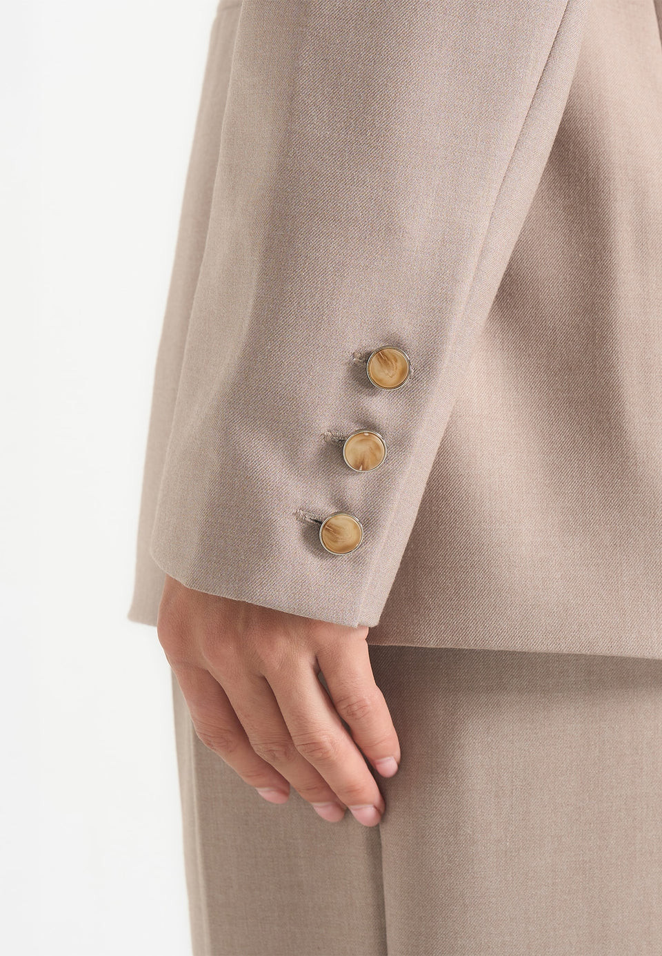 Alesia - Tailored Belted Kimono Blazer - Taupe