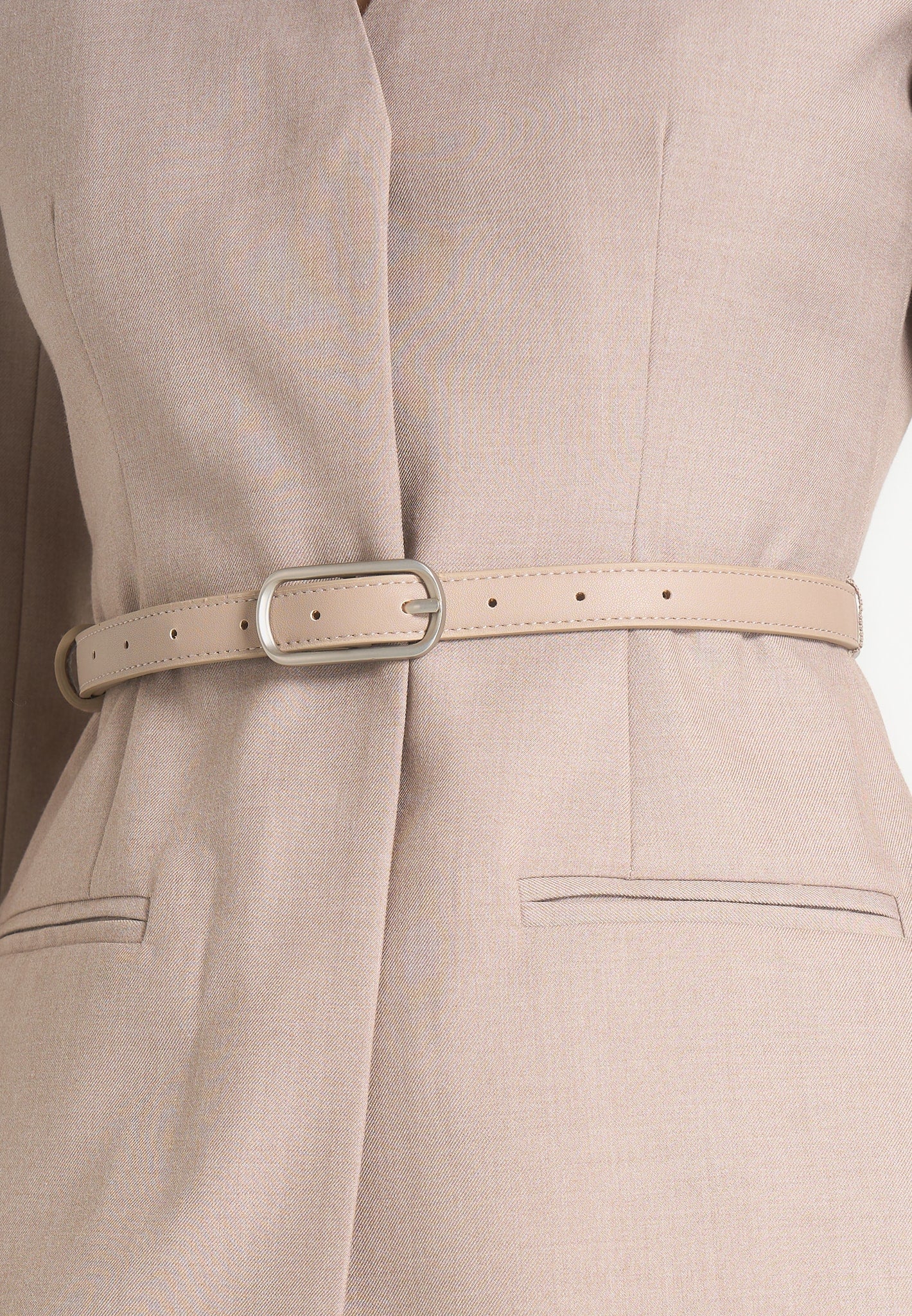 Alesia - Tailored Belted Kimono Blazer - Taupe