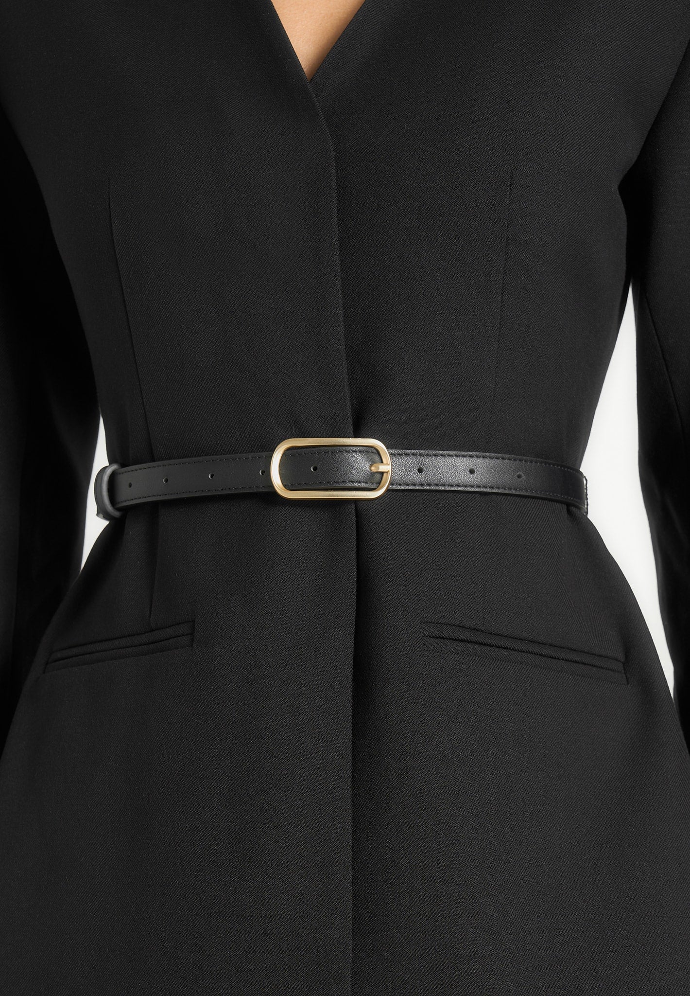 Alesia - Tailored Belted Kimono Blazer - Black