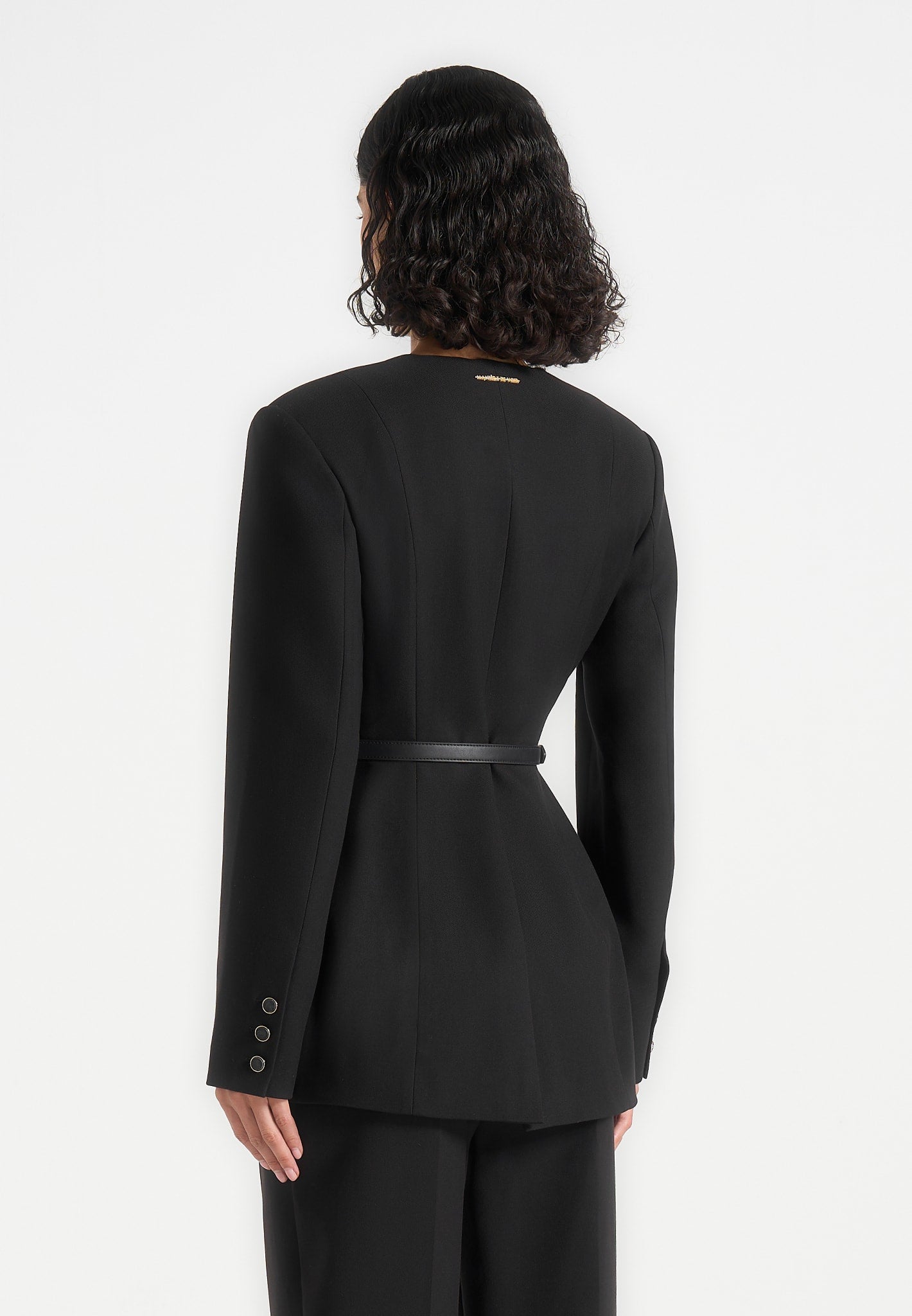 Alesia - Tailored Belted Kimono Blazer - Black