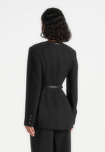 Alesia - Tailored Belted Kimono Blazer - Black