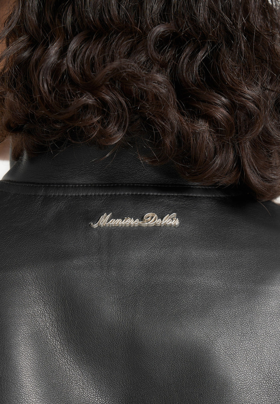 Imelda - Leather Cropped Wide Shoulder Sleeveless Jacket - Black