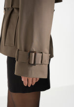 Kassidy - Hooded Double Breasted Wool-Blend Trench Coat - Olive