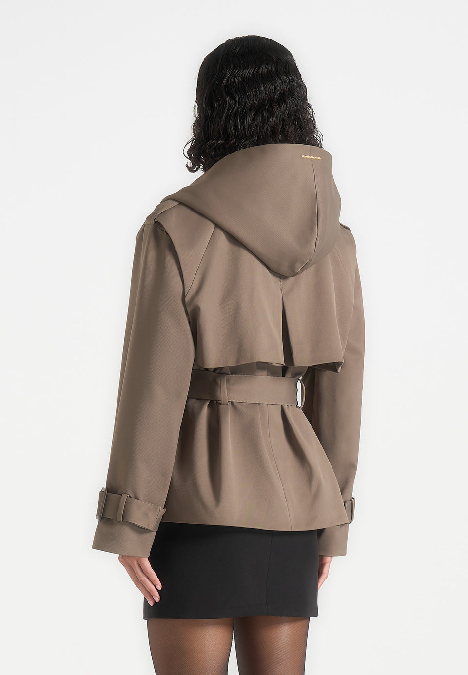 Kassidy - Hooded Double Breasted Wool-Blend Trench Coat - Olive