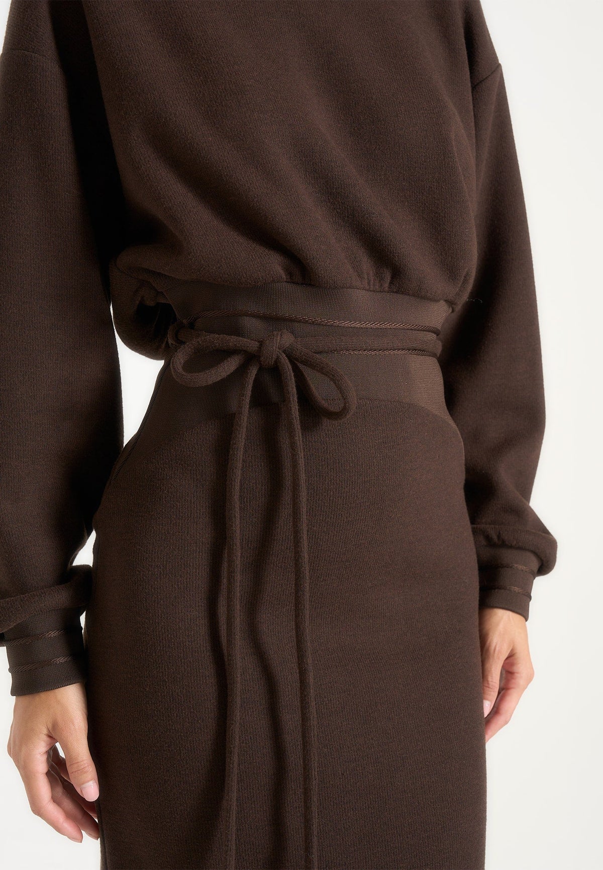 Esme - Belted Knit Maxi Jumper Dress - Brown