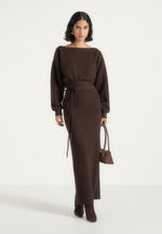 Esme - Belted Knit Maxi Jumper Dress - Brown