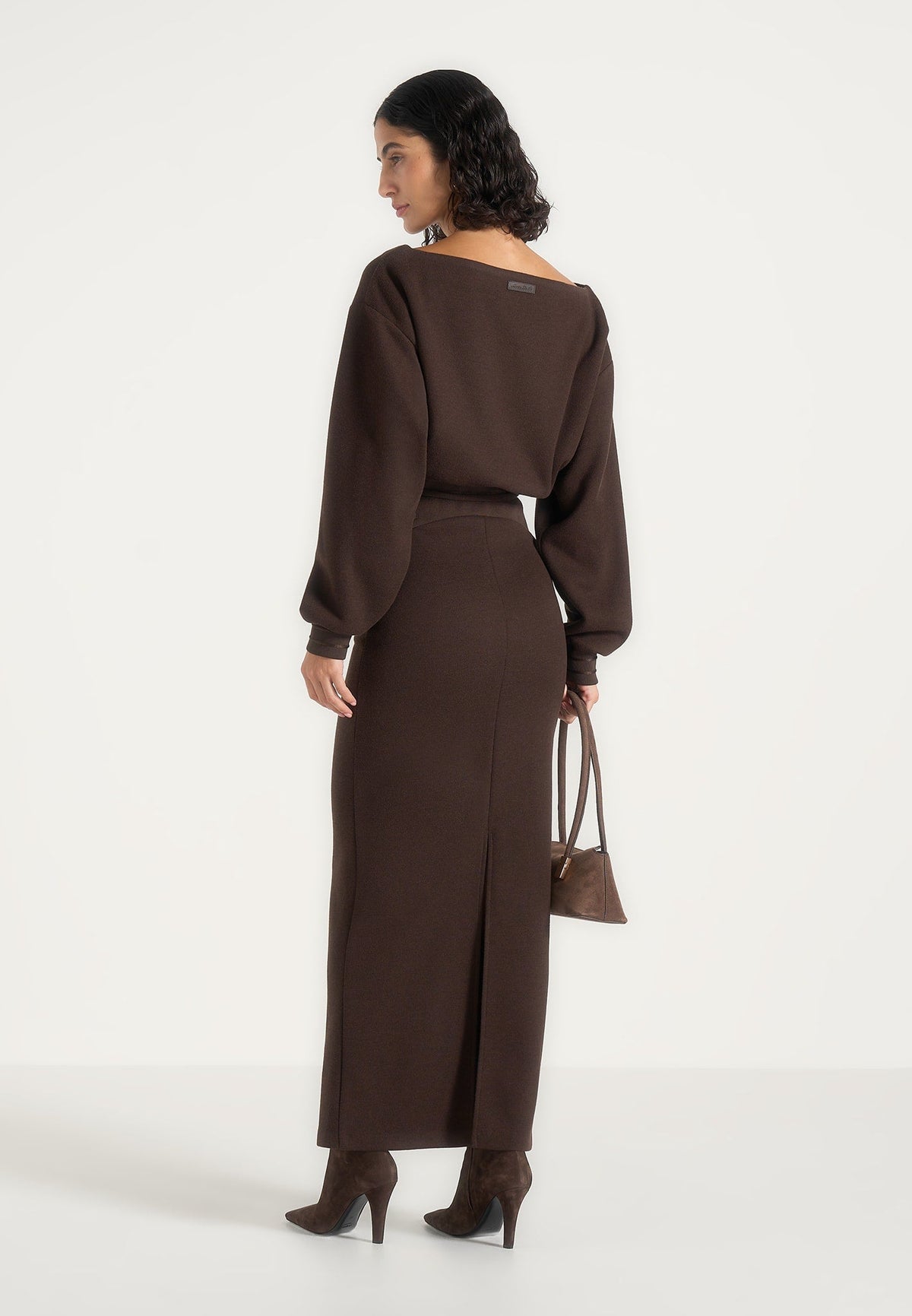 Esme - Belted Knit Maxi Jumper Dress - Brown