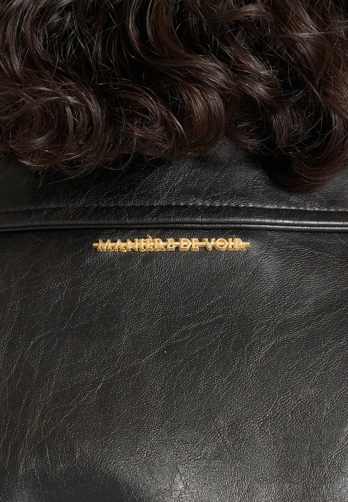 Opal - Belted Leather Blazer Jacket - Black
