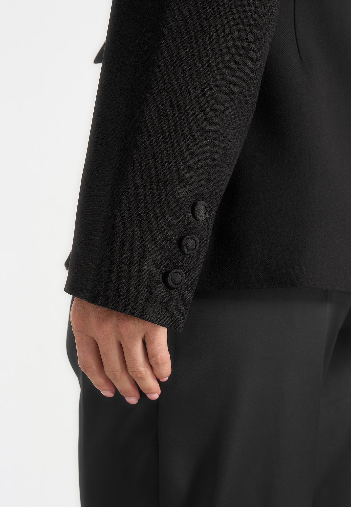 Maia - Double Breasted Satin Lapel Blazer Hourglass - Black