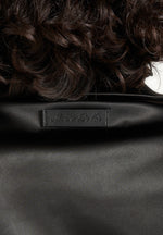 Louise - Wide Shoulder Satin Shirt Bodysuit - Black