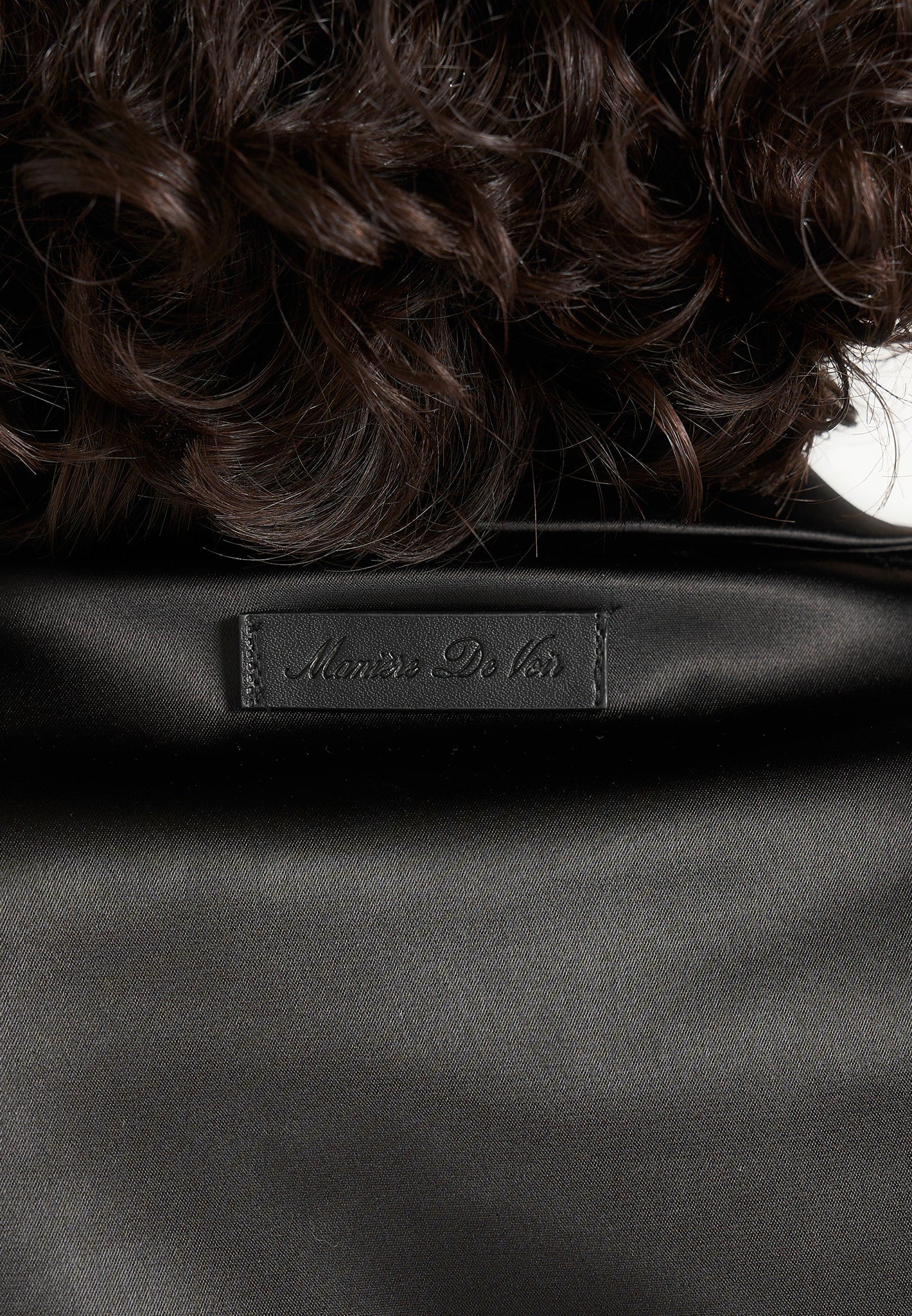 Louise - Wide Shoulder Satin Shirt Bodysuit - Black