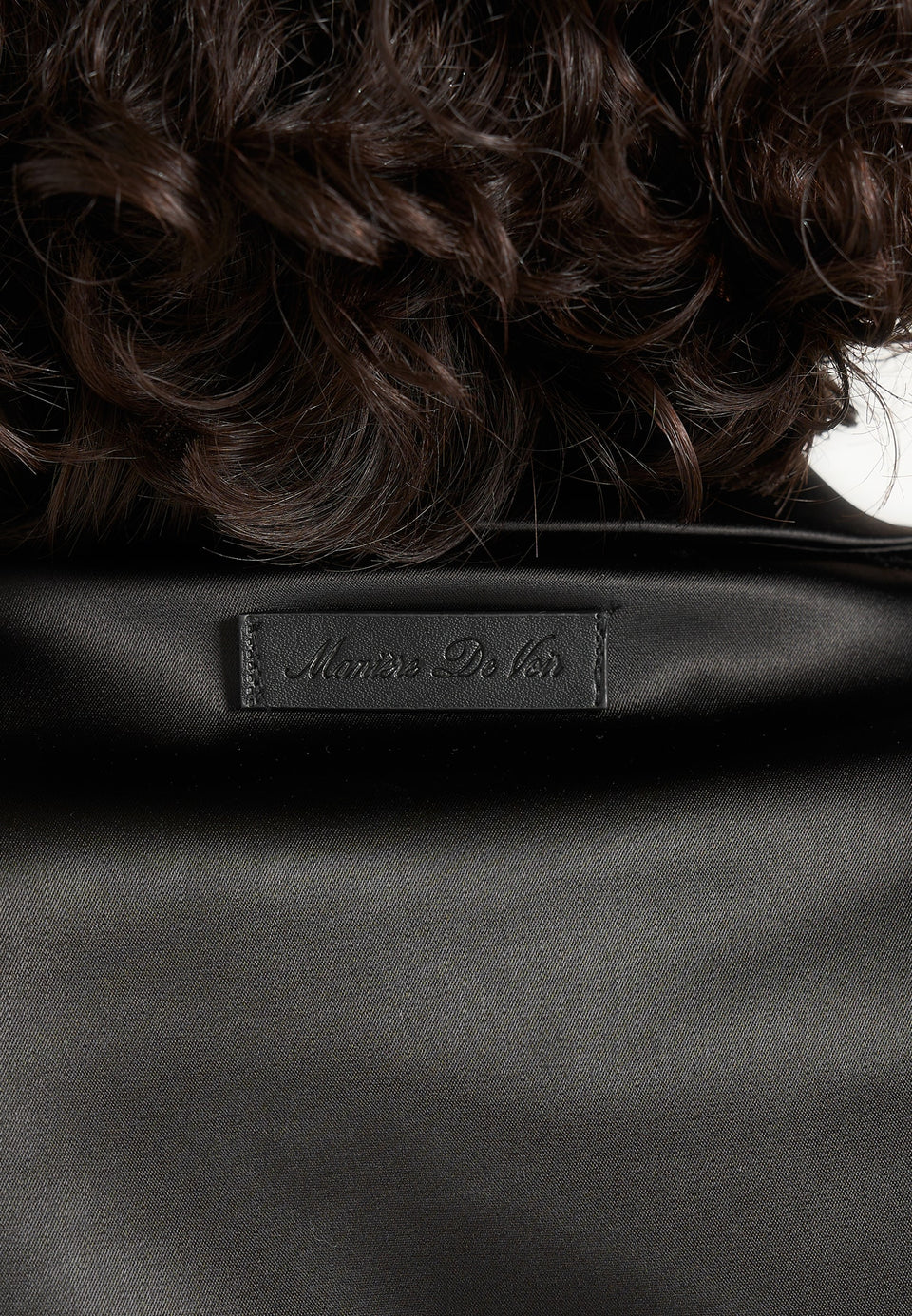 Louise - Wide Shoulder Satin Shirt Bodysuit - Black