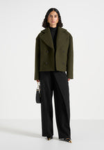 Mika - Unisex Double Breasted Wool Jacket - Olive