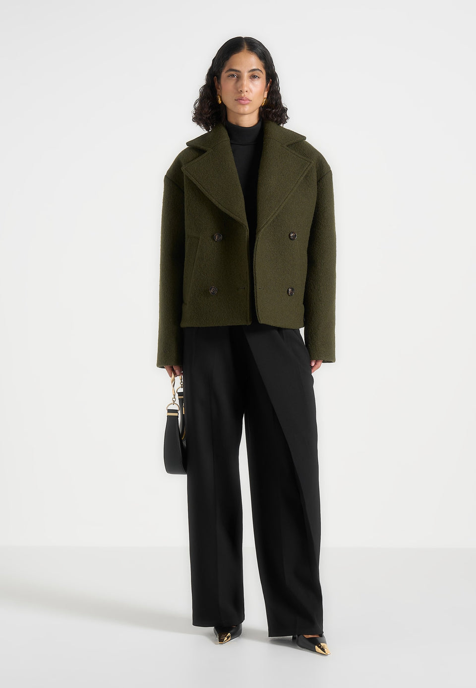 Mika - Unisex Double Breasted Wool Jacket - Olive