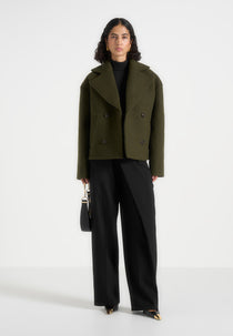Mika - Unisex Double Breasted Wool Jacket - Olive