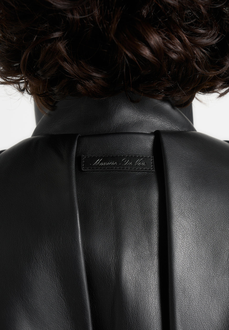 Piper - Oversized Pleated Leather Bomber Jacket - Black