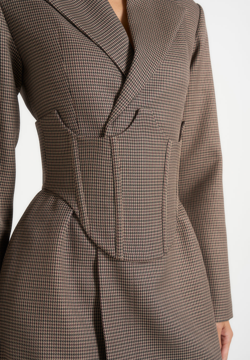 Lacey - Tailored Blazer Dress With Reversible Corset - Brown