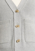 Tessa - Cinched Waist Cotton Cardigan - Grey