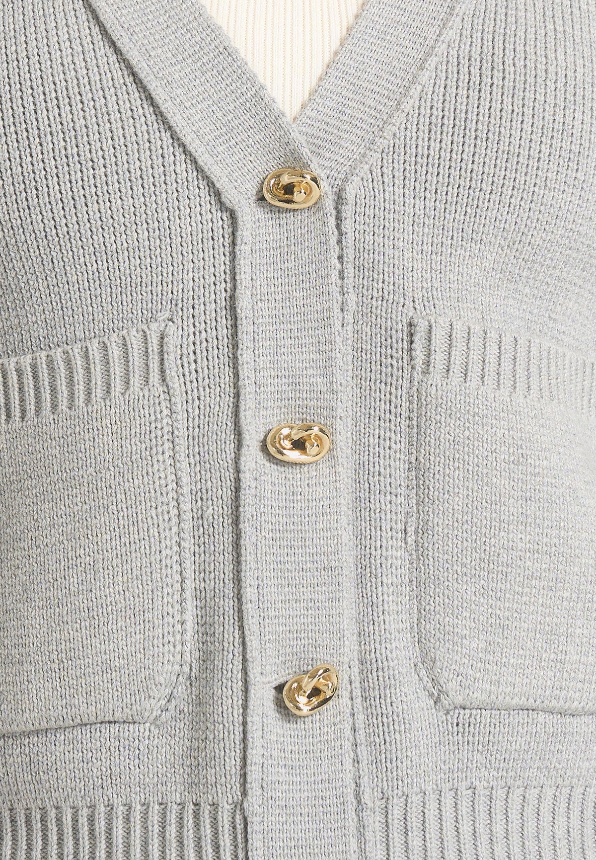 Tessa - Cinched Waist Cotton Cardigan - Grey