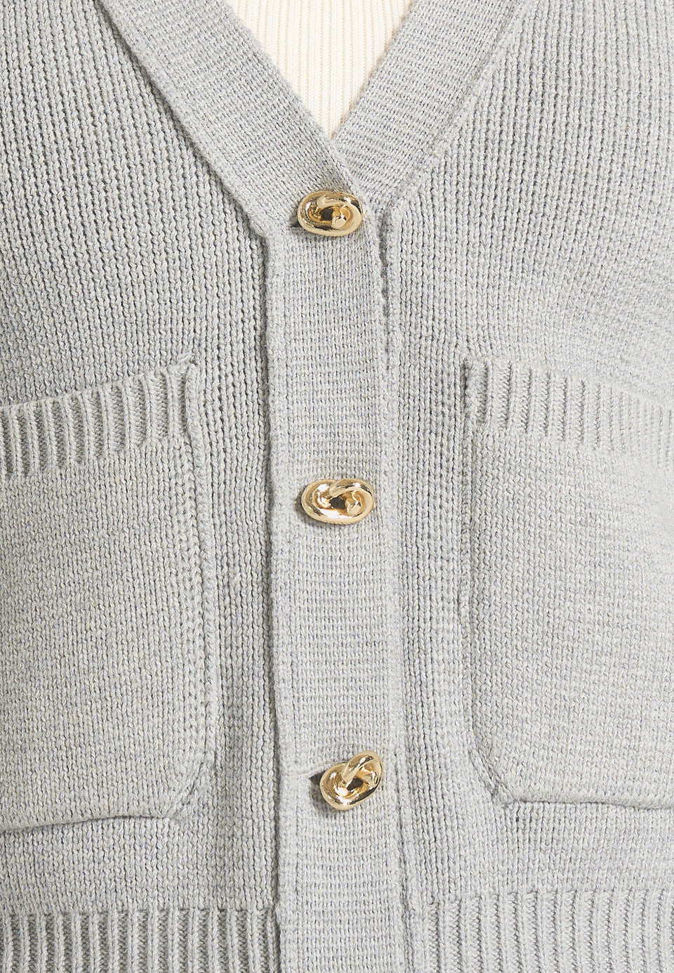 Tessa - Cinched Waist Cotton Cardigan - Grey