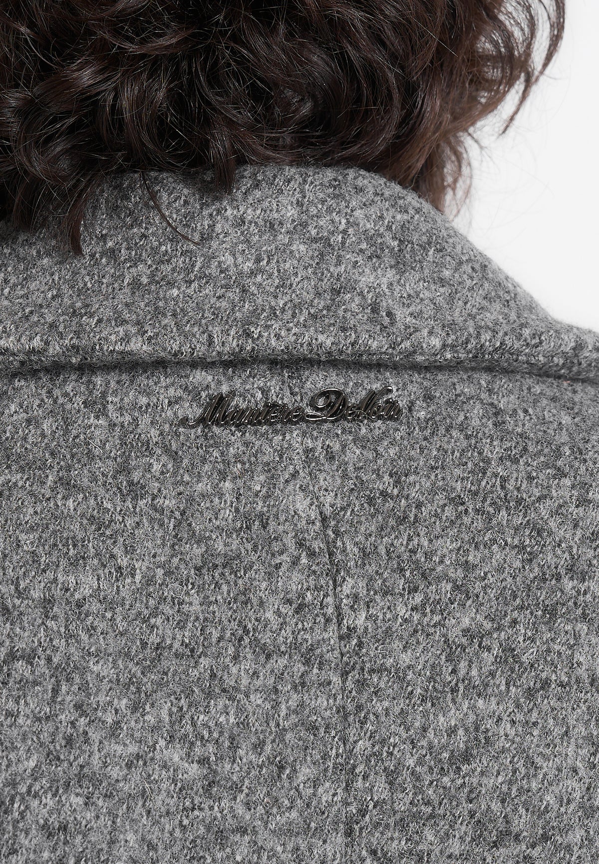Jena - Wide Shoulder Wool Coat with Cinch Belt - Grey