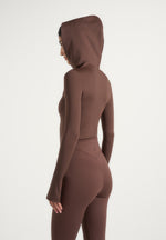 Elara - Hooded Long Sleeve Bodysuit - Brown