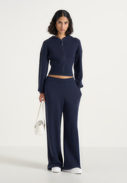 Mirella - Wide Leg Knit Joggers - Navy