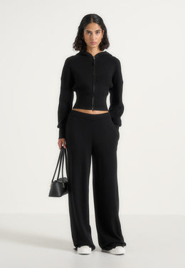 Mirella - Wide Leg Knit Joggers - Black
