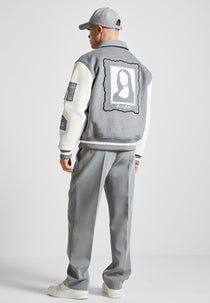 Oscar - Mona Lisa Wool Blend Varsity Jacket - Grey
