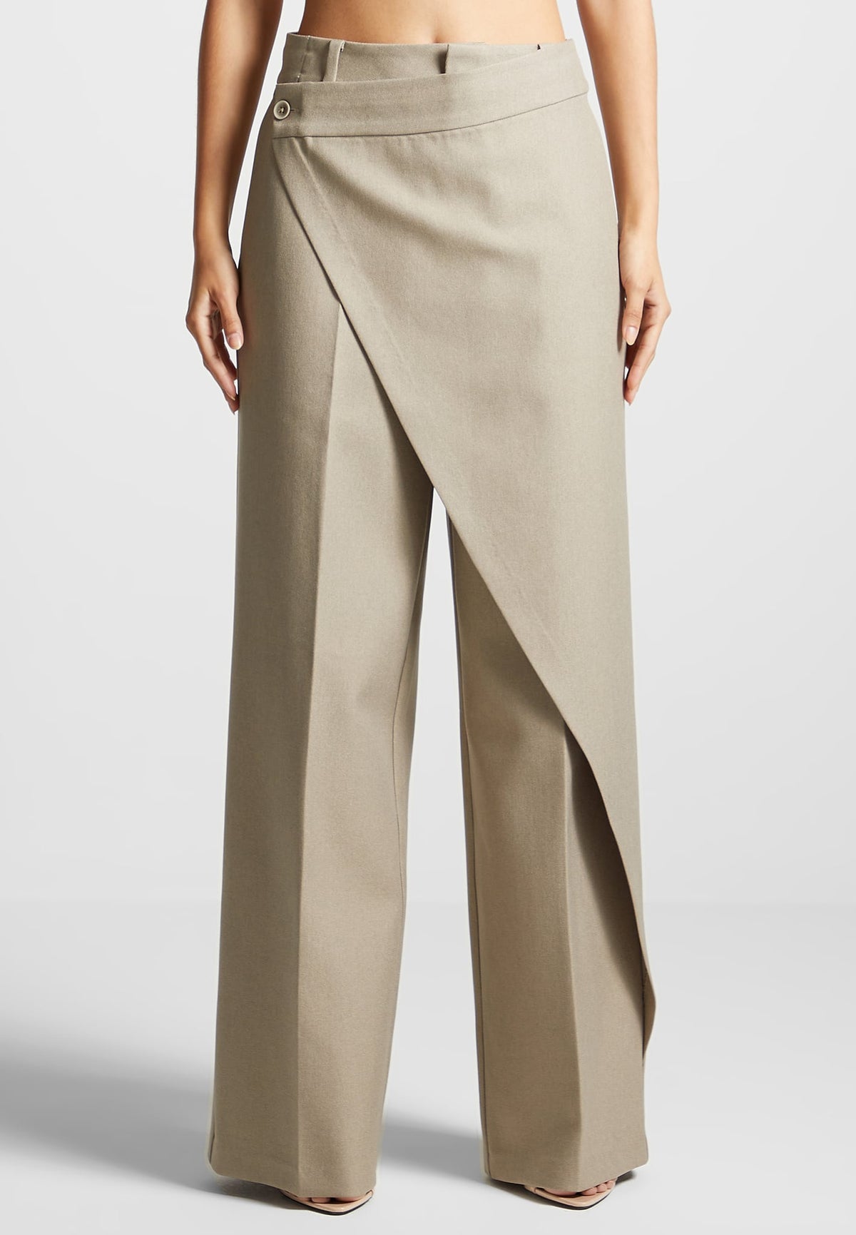 Colette - Wrap Tailored Trousers - Beige
