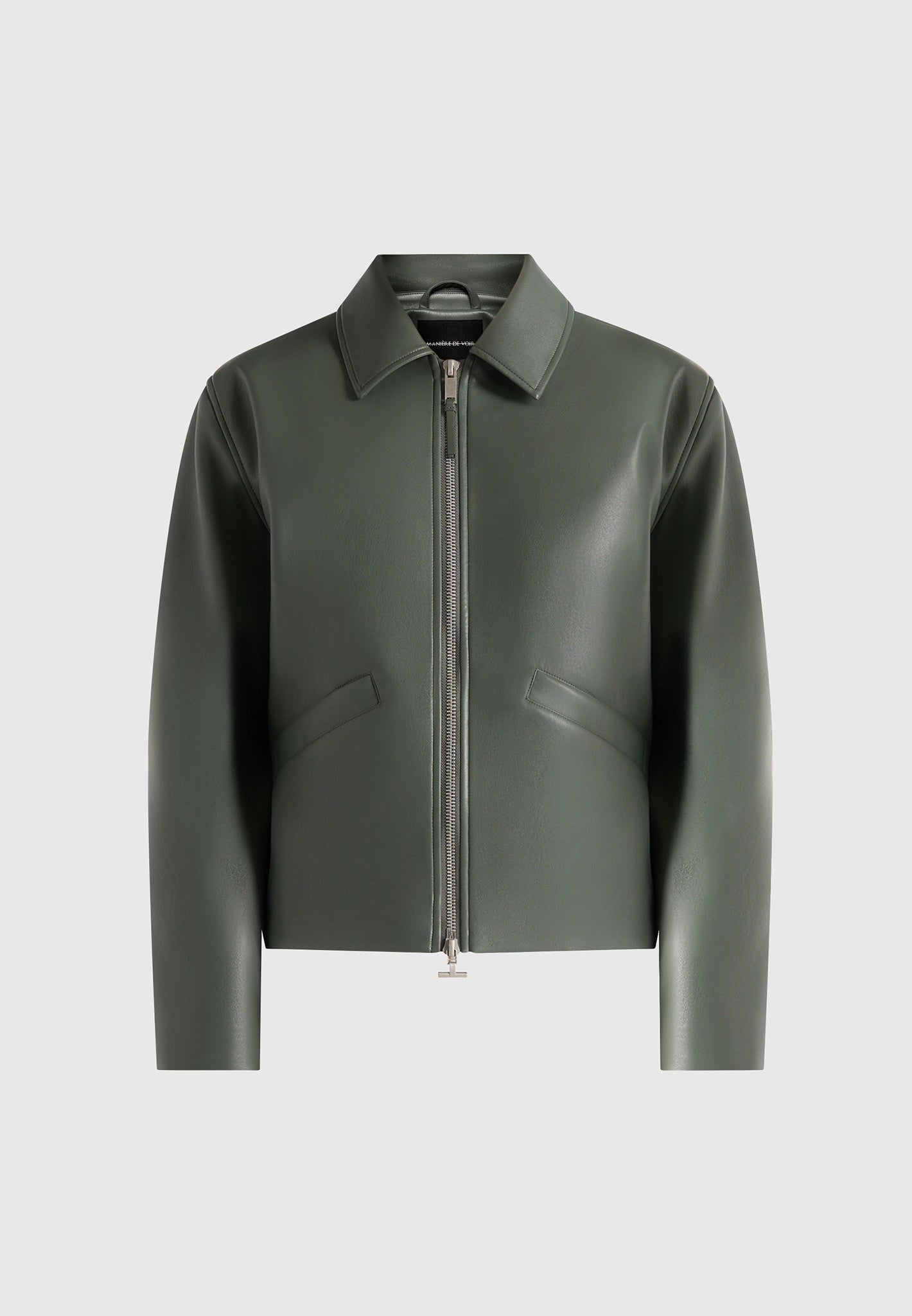 Yves - Minimal Leather Jacket - Olive