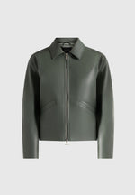 Yves - Minimal Leather Jacket - Olive