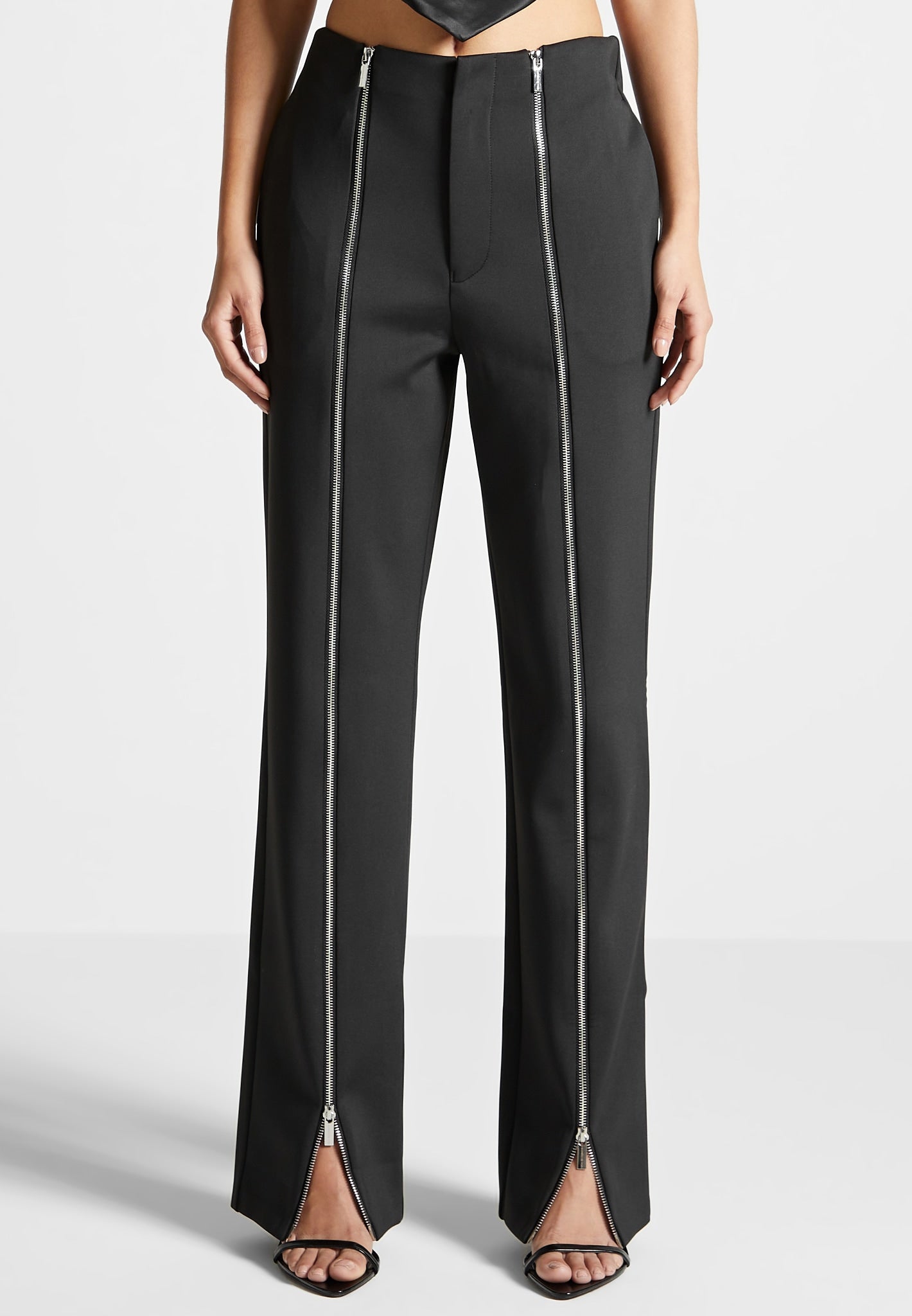 Zip Neoprene Trousers - Black