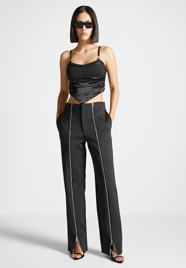 Zip Neoprene Trousers - Black