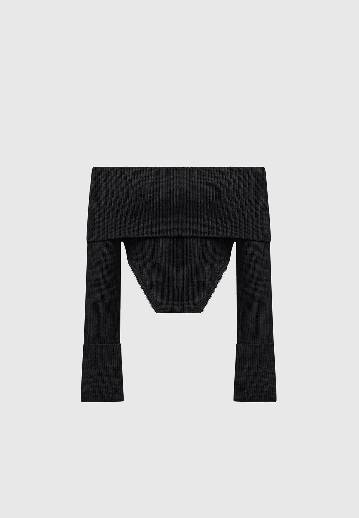 zip-detail-knit-bandeau-top-black