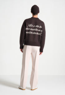 Kamil - Art Slogan Brushed Wool Knit Jumper - Brown