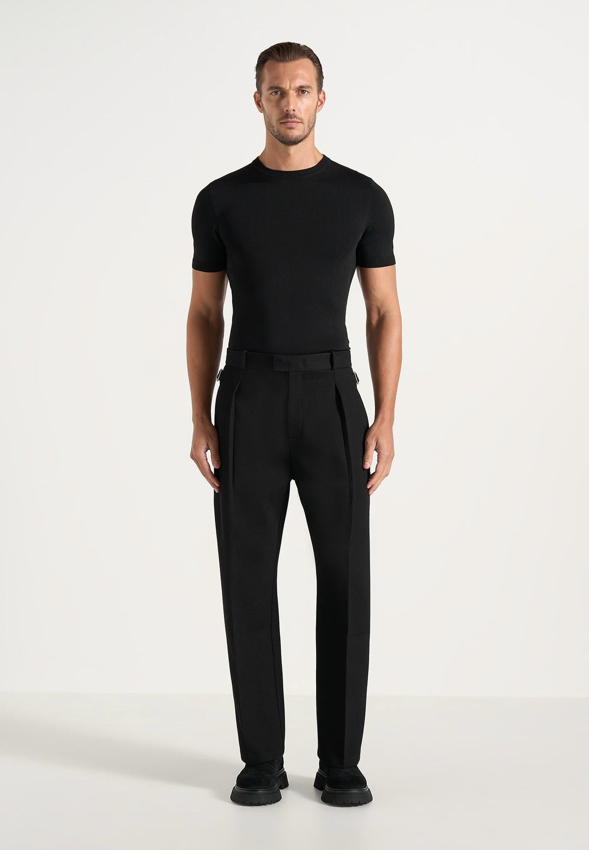 Dorian - Pleated Tailored Trousers - Black