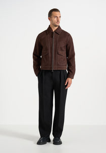 Vince - Suede Contrast Stitch Jacket - Brown