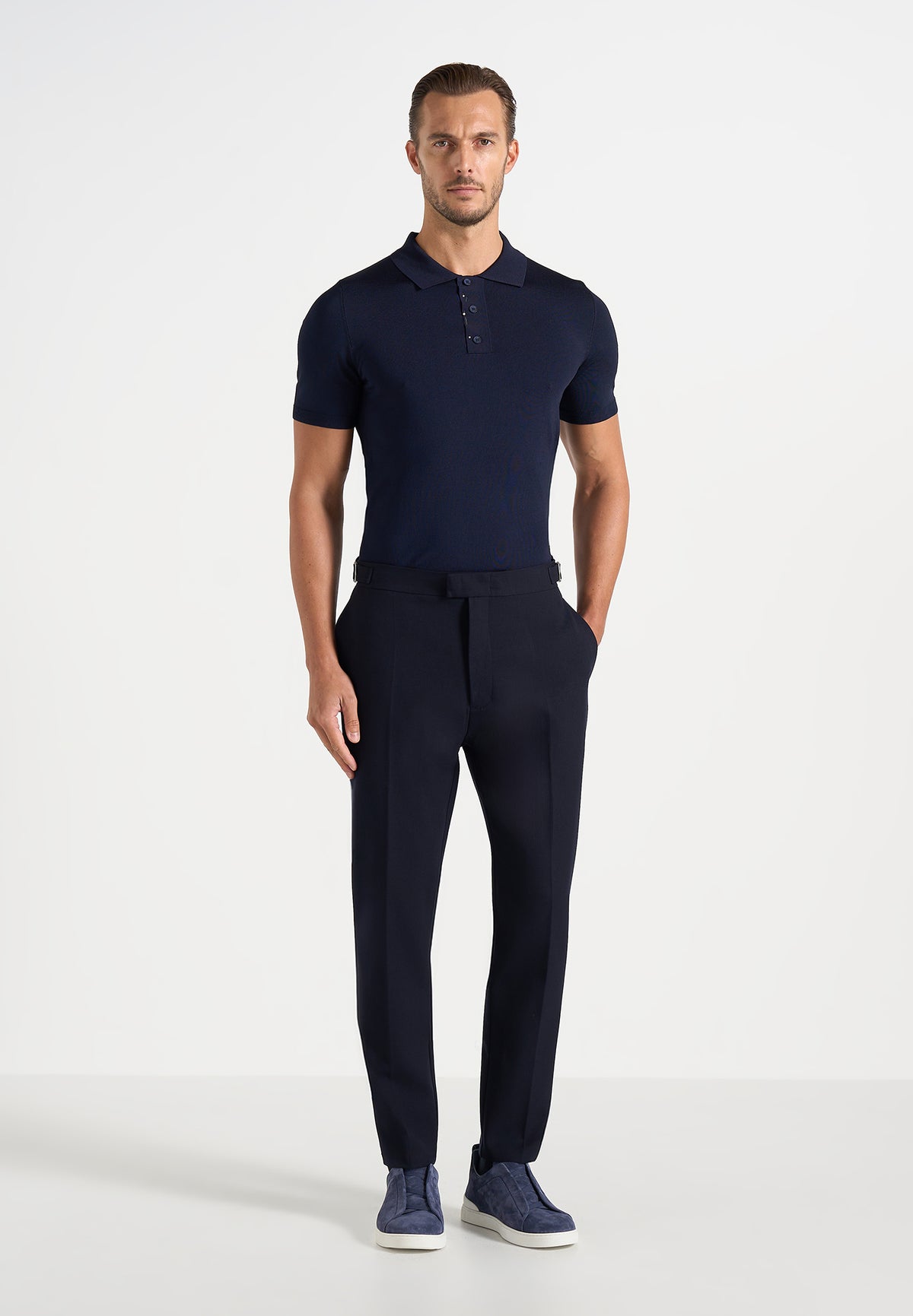 Hubert - Slim Fit Wool-Blend Tailored Trousers - Dark Navy