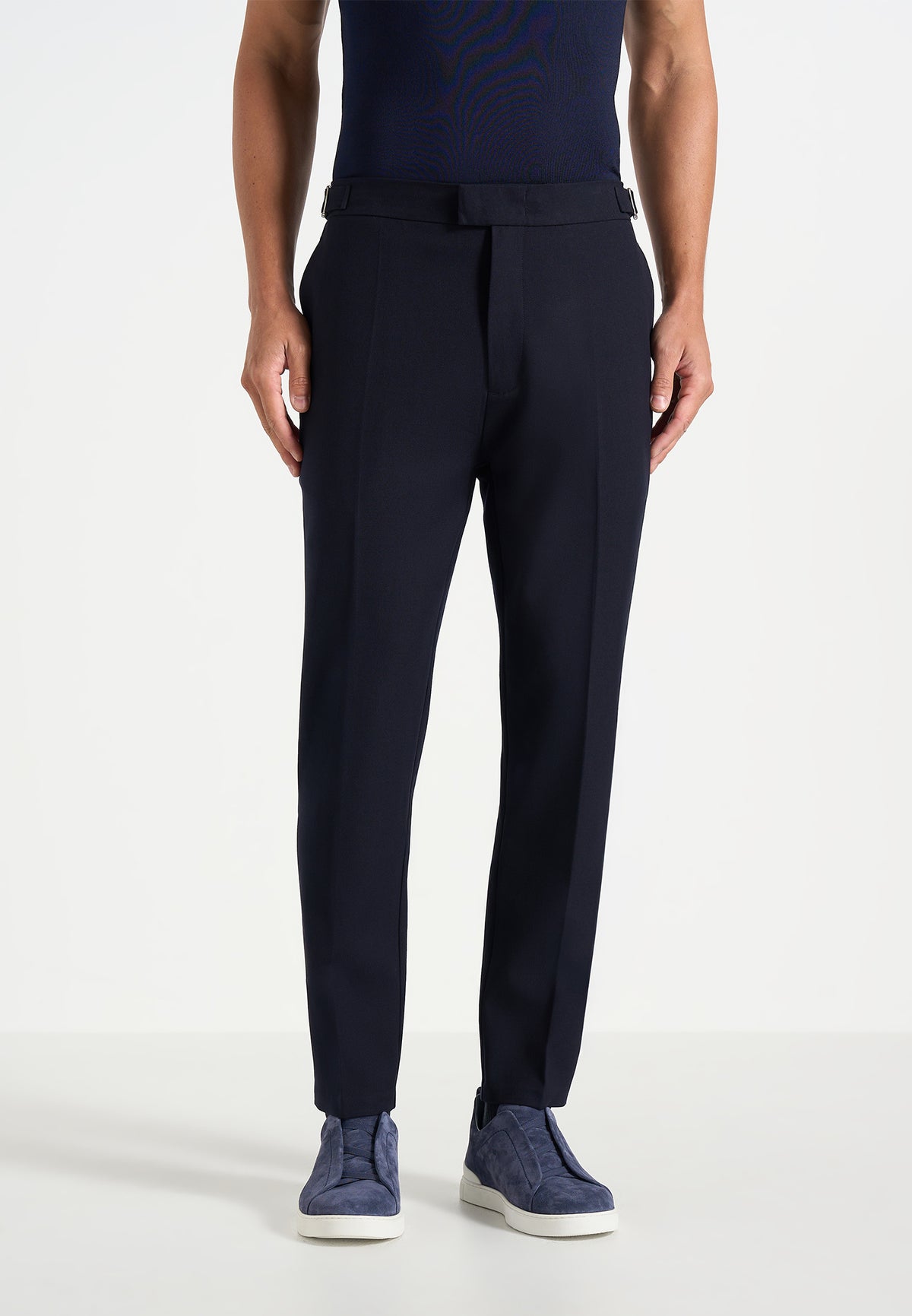 Hubert - Slim Fit Wool-Blend Tailored Trousers - Dark Navy