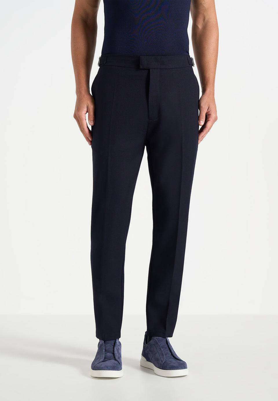 Hubert - Slim Fit Wool-Blend Tailored Trousers - Dark Navy