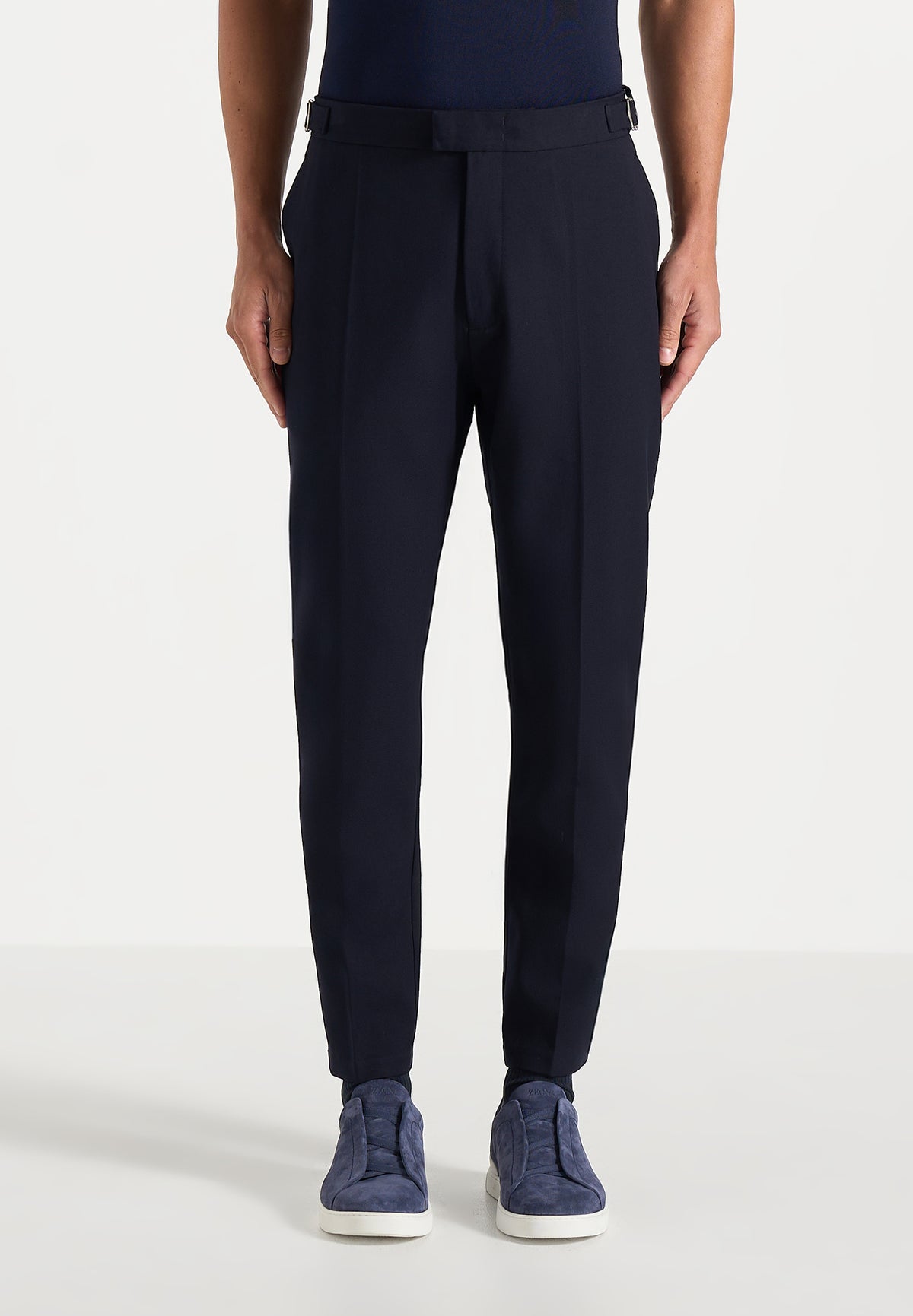 Hubert - Slim Fit Wool-Blend Tailored Trousers - Dark Navy