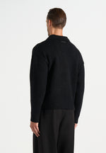 Finn - Brushed Wool-Blend Polo Knit Jumper - Black